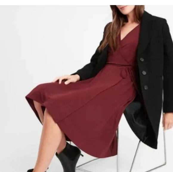 Classy Raspberry Red Wrap Dress - Picture 8 of 10